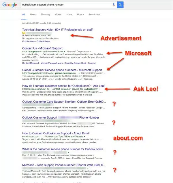 Googling for Phone Support