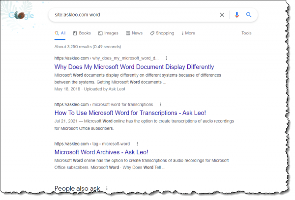 Site: search of askleo.com for "word".
