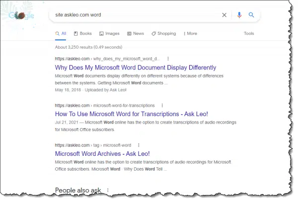 Site: search of askleo.com for "word".