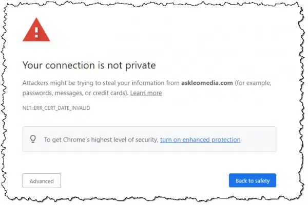 "Your connection is not private"