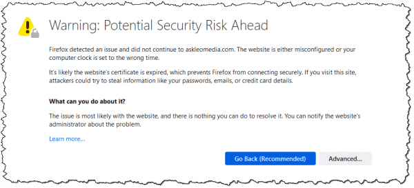 "Warning: Potential Security Risk Ahead"