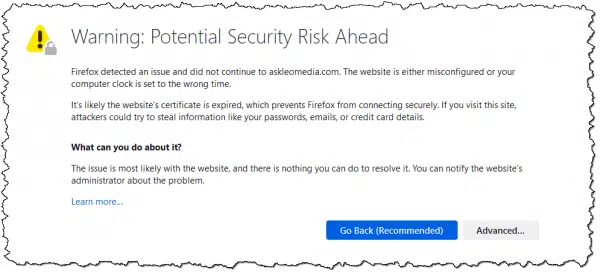 "Warning: Potential Security Risk Ahead"