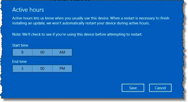 Active Hours to Keep Windows Update From Rebooting