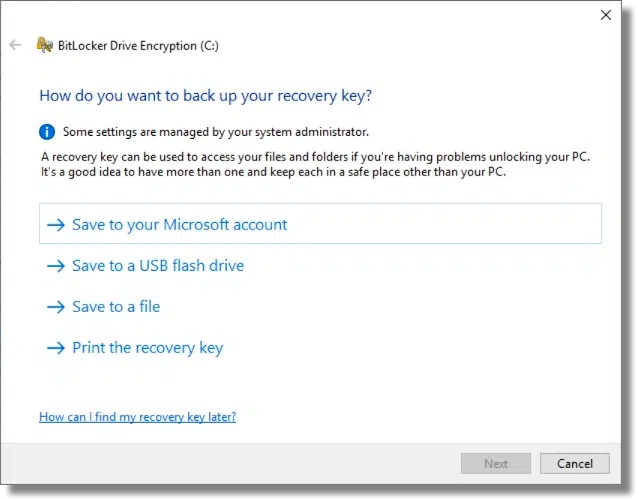 Back Up The Recovery Key