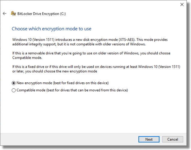 Bitlocker "Mode"