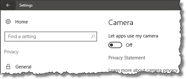 Windows 10 Camera Privacy Settings