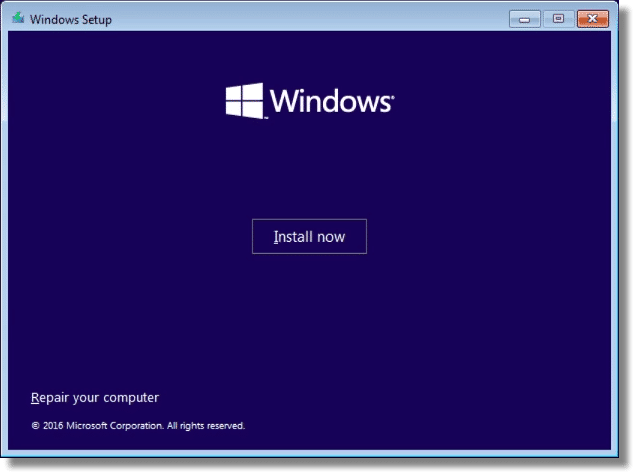 Windows Setup Install Now