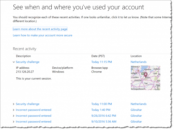 Microsoft Account Activity