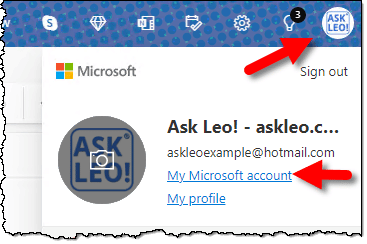 My Microsoft account link.