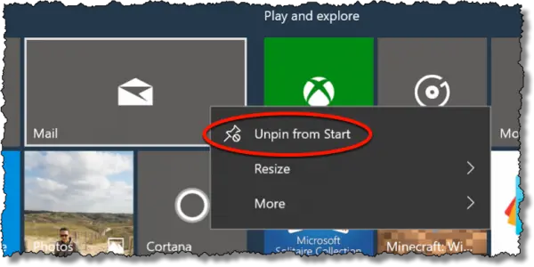 Unpin From Start