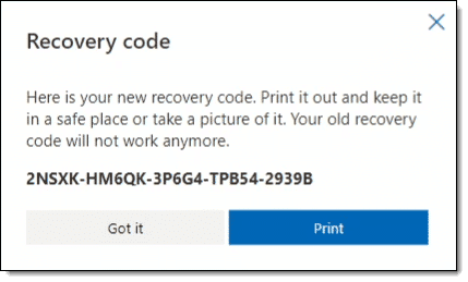 A new recovery code.