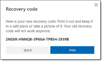 A new recovery code.