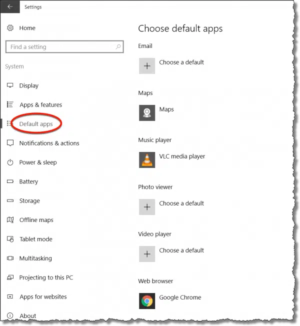 Choose default apps