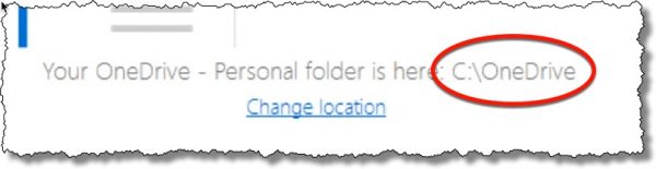 OneDrive showing new location