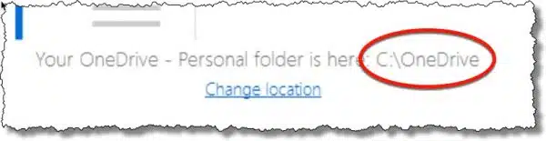 OneDrive showing new location