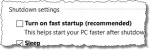 Turn on fast startup checkbox
