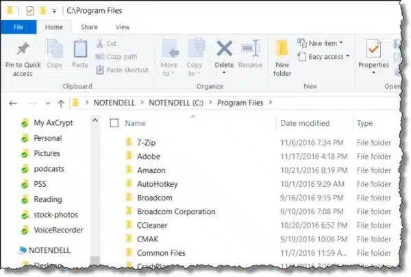 Program Files folder