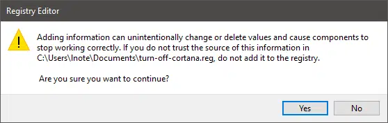 Registry Editor Warning