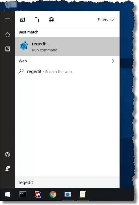 Run regedit
