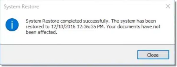 System Restore Complete