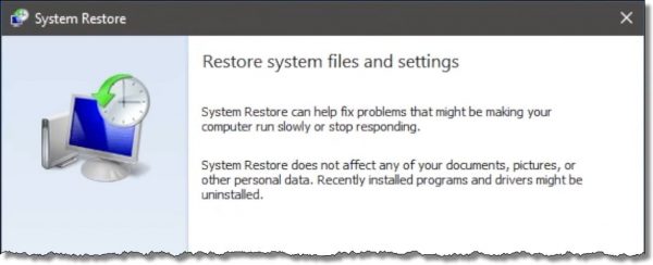 Restore Files and Settings