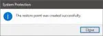 Restore Point Created