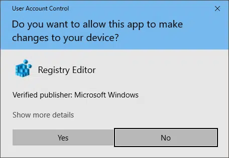 UAC for Registry Editor