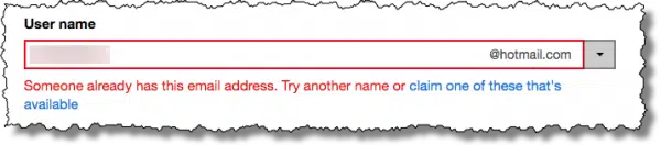 Email address in use