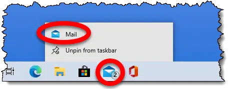 The "Mail" program running in Windows 10
