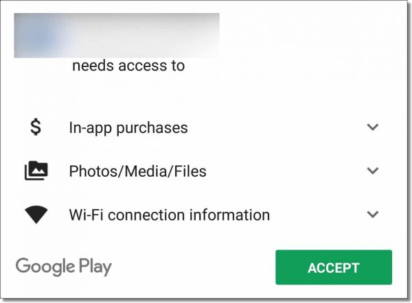 App needs access to....