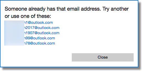 Try another email address