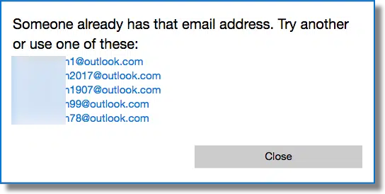 Try another email address