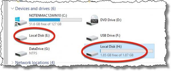 Drives in Windows File Explorer