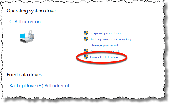 Turn Off BitLocker