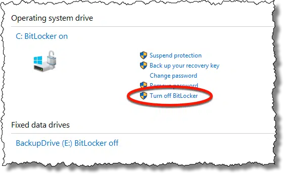 Turn Off BitLocker