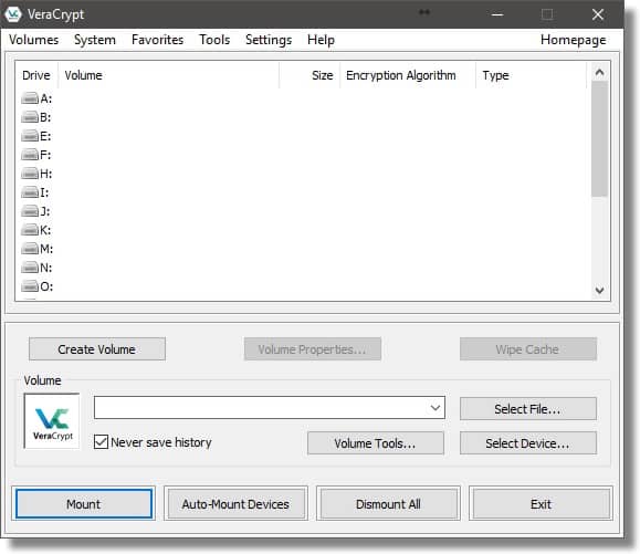 VeraCrypt Main Dialog