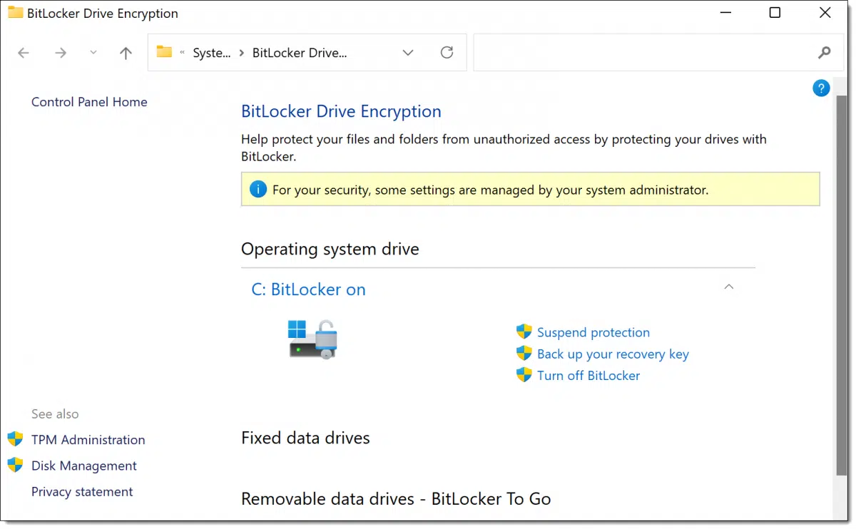 Bitlocker is ON.