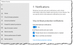 Windows Security Notifications settings