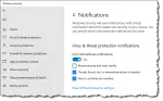 Windows Security Notifications settings