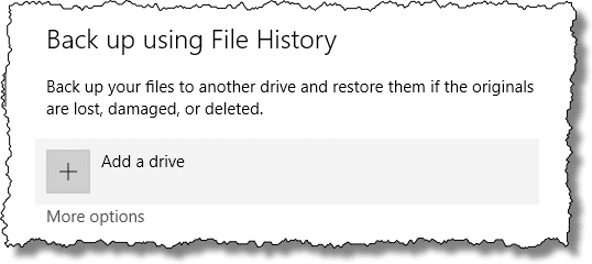 File History: Add a Drive