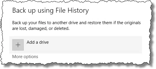 File History: Add a Drive