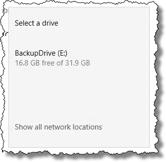 File History: Select Drive