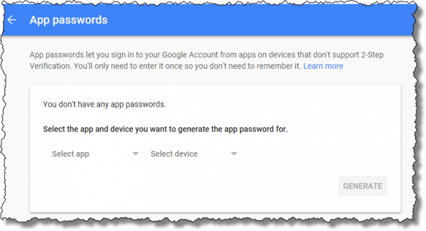 Generate App Password dialog