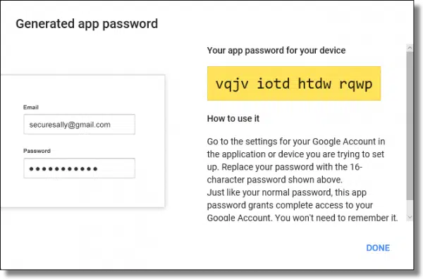 Generated App Password