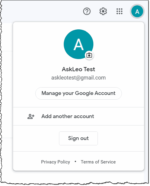 Google account drop-down.
