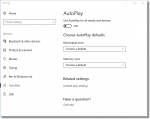Auto-play setting in Windows 10
