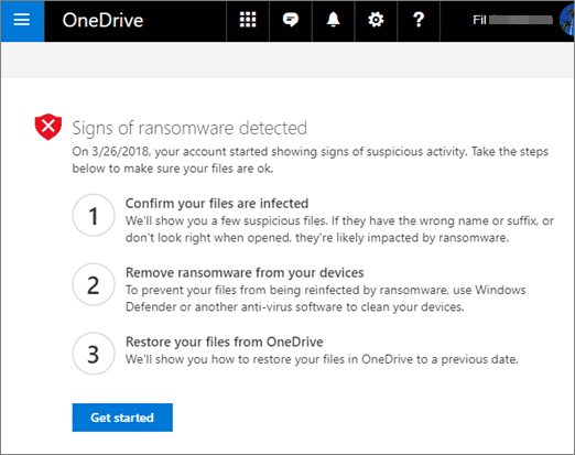 OneDrive detecting suspicious activity.