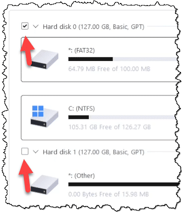 EaseUS Todo: Disks selected for backup.