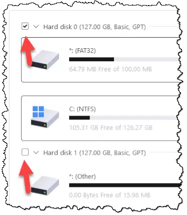 EaseUS Todo: Disks selected for backup.