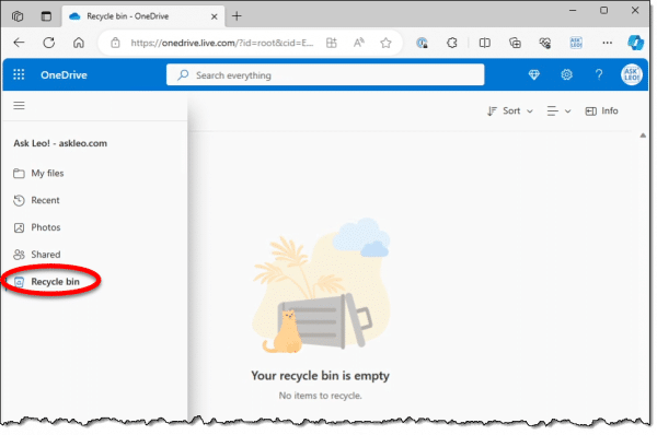 OneDrive's Recycle Bin